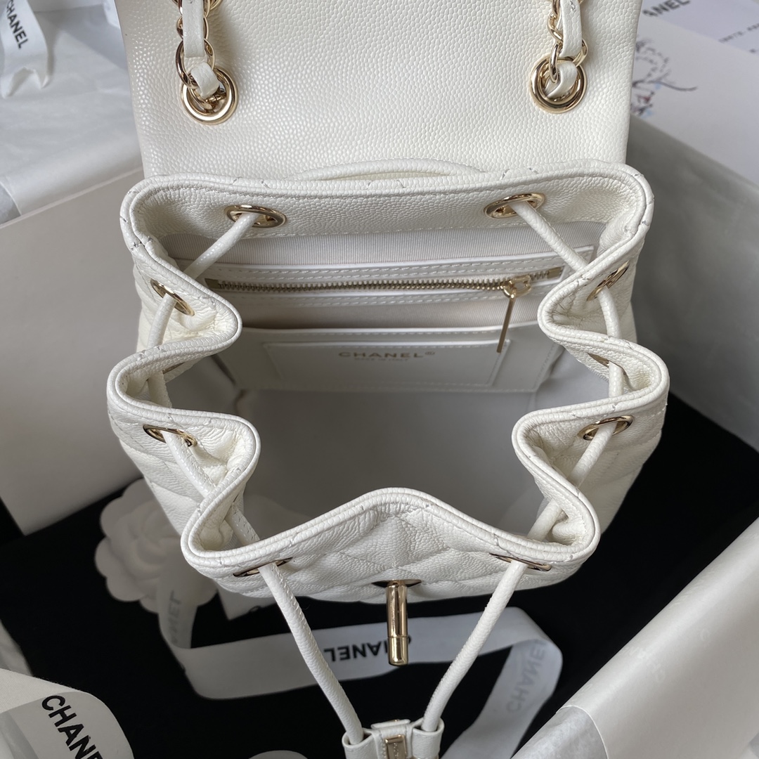 Caviar Leather Mini Backpack AS4058 White